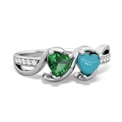 Lab Emerald Side By Side 14K White Gold ring R3090