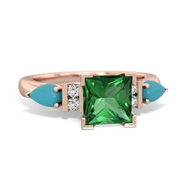 Lab Emerald 6Mm Princess Eternal Embrace Engagement 14K Rose Gold ring C2002