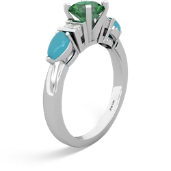 Lab Emerald 6Mm Round Eternal Embrace Engagement 14K White Gold ring R2005