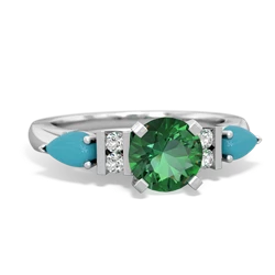 Lab Emerald 6Mm Round Eternal Embrace Engagement 14K White Gold ring R2005