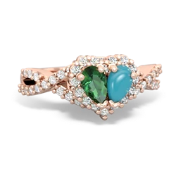 Lab Emerald Diamond Twist 'One Heart' 14K Rose Gold ring R2640HRT