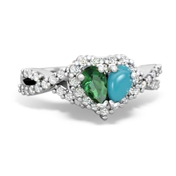 Lab Emerald Diamond Twist 'One Heart' 14K White Gold ring R2640HRT