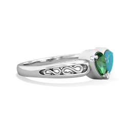 Lab Emerald Filligree 'One Heart' 14K White Gold ring R5070