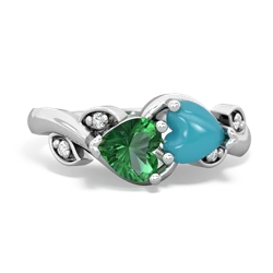 Lab Emerald Floral Elegance 14K White Gold ring R5790