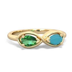 Lab Emerald Infinity 14K Yellow Gold ring R5050