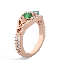 Lab Emerald Sparkling Celtic Knot 14K Rose Gold ring R2645