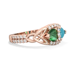 Lab Emerald Sparkling Celtic Knot 14K Rose Gold ring R2645