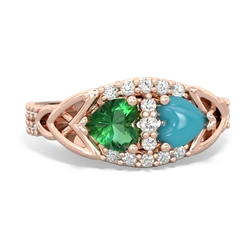 Lab Emerald Sparkling Celtic Knot 14K Rose Gold ring R2645