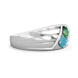 Lab Emerald Men's Streamline 14K White Gold ring R0460