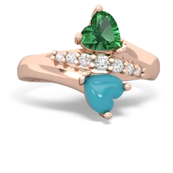 Lab Emerald Heart To Heart 14K Rose Gold ring R2064