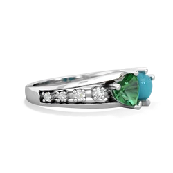 Lab Emerald Heart To Heart 14K White Gold ring R3342