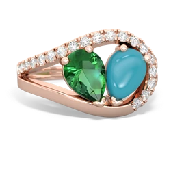 Lab Emerald Nestled Heart Keepsake 14K Rose Gold ring R5650