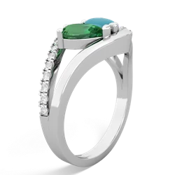 Lab Emerald Nestled Heart Keepsake 14K White Gold ring R5650