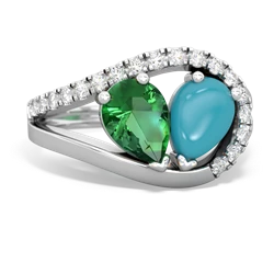 Lab Emerald Nestled Heart Keepsake 14K White Gold ring R5650