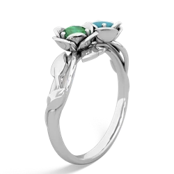 Lab Emerald Rose Garden 14K White Gold ring R5510