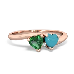 Lab Emerald Sweethearts 14K Rose Gold ring R5260