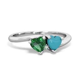 Lab Emerald Sweethearts 14K White Gold ring R5260