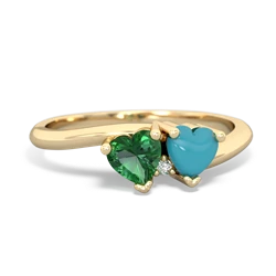 Lab Emerald Sweethearts 14K Yellow Gold ring R5260