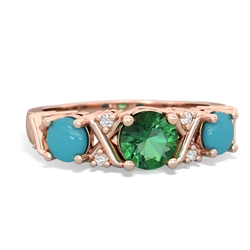 Lab Emerald Hugs And Kisses 14K Rose Gold ring R5016