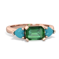 Lab Emerald Three Stone 14K Rose Gold ring R5235