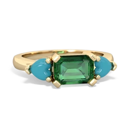 Lab Emerald Three Stone 14K Yellow Gold ring R5235