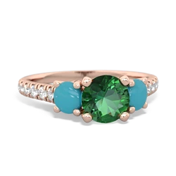 Lab Emerald Pave Trellis 14K Rose Gold ring R5500