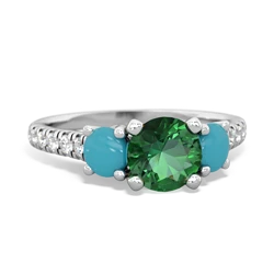 Lab Emerald Pave Trellis 14K White Gold ring R5500