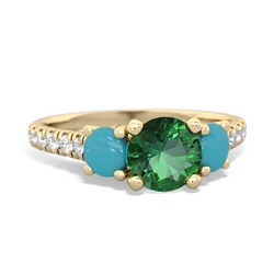 Lab Emerald Pave Trellis 14K Yellow Gold ring R5500