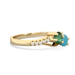 Lab Emerald Infinity Pave Two Stone 14K Yellow Gold ring R5285