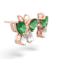 Lab Emerald Butterfly 14K Rose Gold earrings E2215