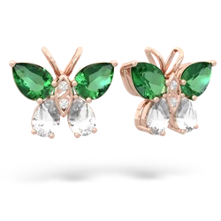 Lab Emerald Butterfly 14K Rose Gold earrings E2215