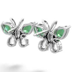 Lab Emerald Butterfly 14K White Gold earrings E2215