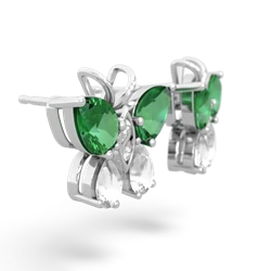 Lab Emerald Butterfly 14K White Gold earrings E2215