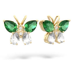 Lab Emerald Butterfly 14K Yellow Gold earrings E2215