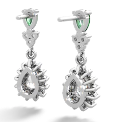 Lab Emerald Halo Pear Dangle 14K White Gold earrings E1882