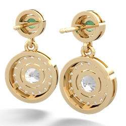 Lab Emerald Halo Dangle 14K Yellow Gold earrings E5319