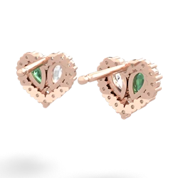 Lab Emerald Halo 14K Rose Gold earrings E7008