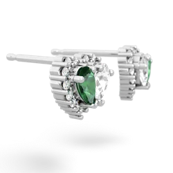 Lab Emerald Halo 14K White Gold earrings E7008