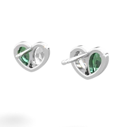 Lab Emerald 'Our Heart' 14K White Gold earrings E5072