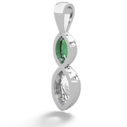 Lab Emerald Antique-Style Halo 14K White Gold pendant P5700