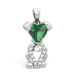 Lab Emerald Puppy Love 14K White Gold pendant P5800