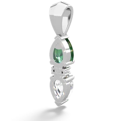 Lab Emerald Bowtie Drop 14K White Gold pendant P0865
