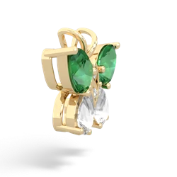 Lab Emerald Butterfly 14K Yellow Gold pendant P2215