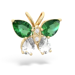 Lab Emerald Butterfly 14K Yellow Gold pendant P2215