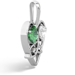 Lab Emerald Celtic Trinity Heart 14K White Gold pendant P5331