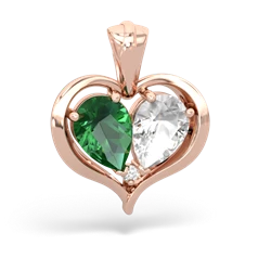 Lab Emerald Two Become One 14K Rose Gold pendant P5330