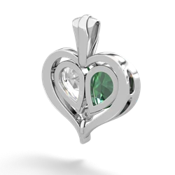 Lab Emerald Two Become One 14K White Gold pendant P5330