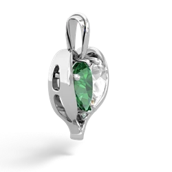 Lab Emerald Two Become One 14K White Gold pendant P5330