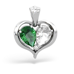 Lab Emerald Two Become One 14K White Gold pendant P5330