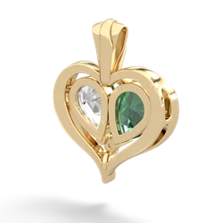 Lab Emerald Two Become One 14K Yellow Gold pendant P5330